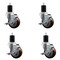 Service Caster 3.5'' Maroon Poly Swivel 1-3/4'' Expanding Stem Caster Set with Brake, 4PK SCC-EX20S3514-PPUB-MRN-TLB-134-4 - alternate 1